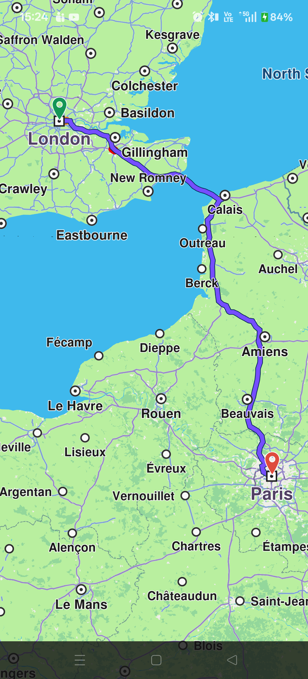 Route with center padding