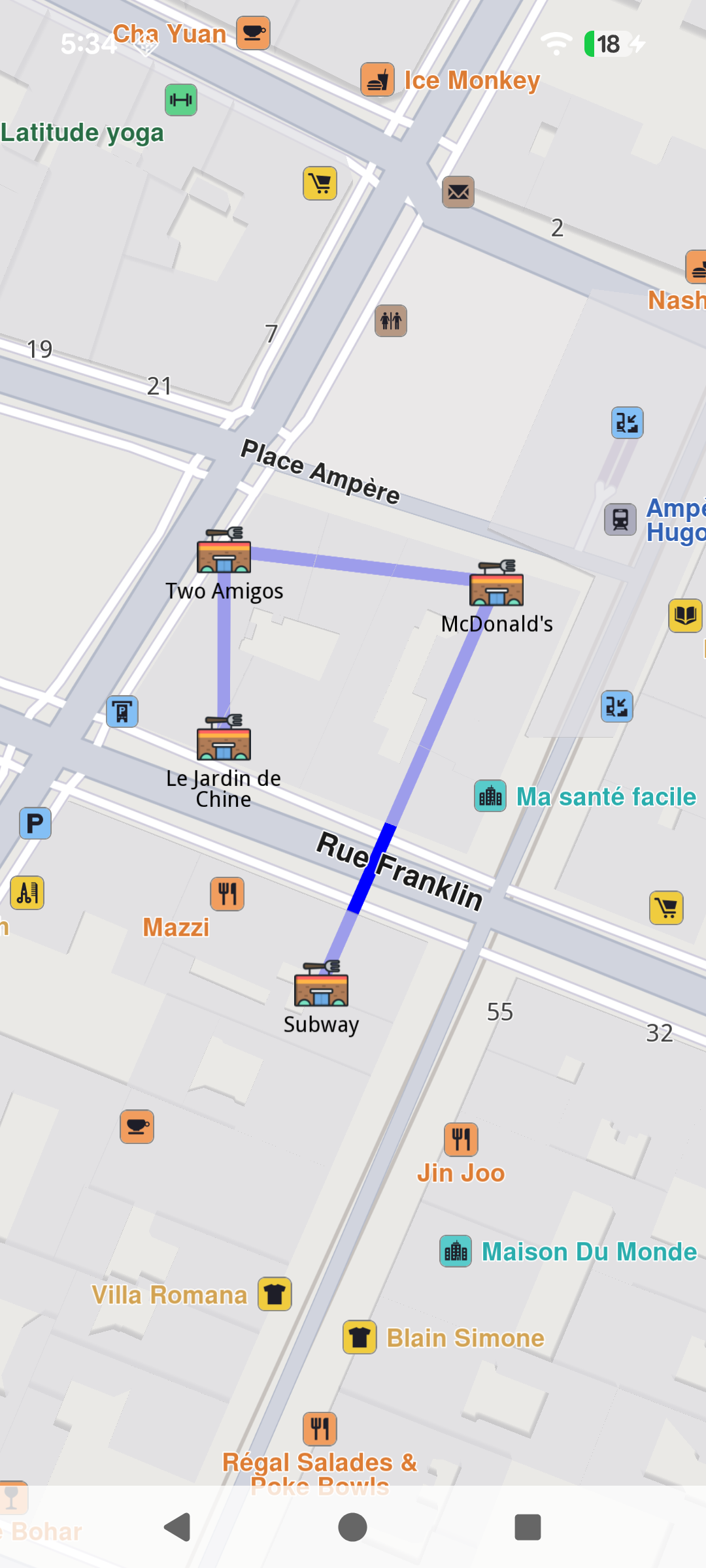 Polyline marker with pois